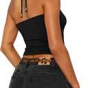 REORIA Women's Sexy Halter Backless Double Lined Tank Top Y2k Trendy Camisole Crop Tops (Black, M)