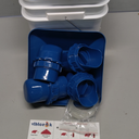 Chicken Feeder No Waste 20 lb with 4 Ports, Rain Proof Gravity Feed Chick Feeders Bucket (Blue)