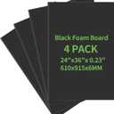 4 Pack Foam Board 24"x36", 0.23 Inch Thickness Poster Board, Double-Sided Acid-Free Foam Core Board, Large Lightweight Polystyrene Board for Painting, Display, Craft & School Projects, Black