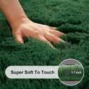 Dark Green Rugs for Bedroom, 4x6 Fluffy Area Rugs for Living Room, Small Fuzzy Shag Soft Non-Slip Carpet for Kids Girls and Boys Nursery Dorm Indoor Room Home Decor (4ft X 6ft, Dark Green)