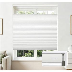 Joydeco No Drill Light Filtering Cellular Shades, 30" W x 64" H, White