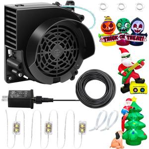 Inflatable Fan Replacement 12V 1.0A, Mini Air Blower Fan with 12V 1.25A Adapter and 3 LED Bulbs for Halloween Christmas Inflatable Outdoor Yard Decorations