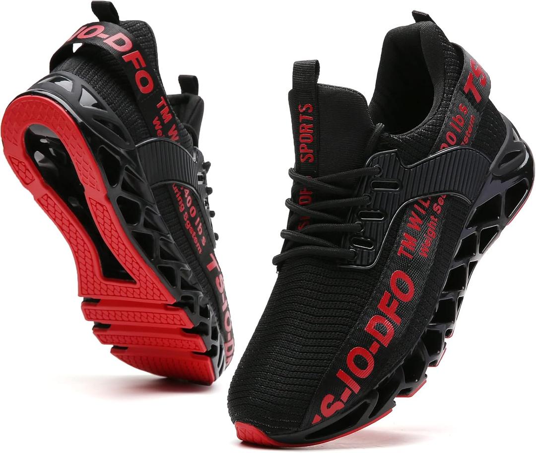 FRSHANIAH Women Athletic Shoes Walking Running Shoes Non-Slip Fashion Sneakers (9.5, Black/Red)