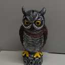 Hausse Fake Owl Decoy Bird Scarecrow Sculpture, 13.6 Inch Plastic Horned Owl Bird Deterrents, Garden Protectors, Nature Enemy Pest Repellent for Outdoor Garden Yard