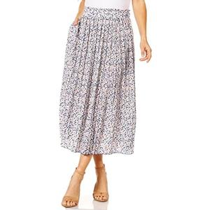 Pleated Midi Skirts for Women with Pockets, Elastic High Waisted Skirt Reg & Plus Size Womens Summer Skirts Trendy 2023 S