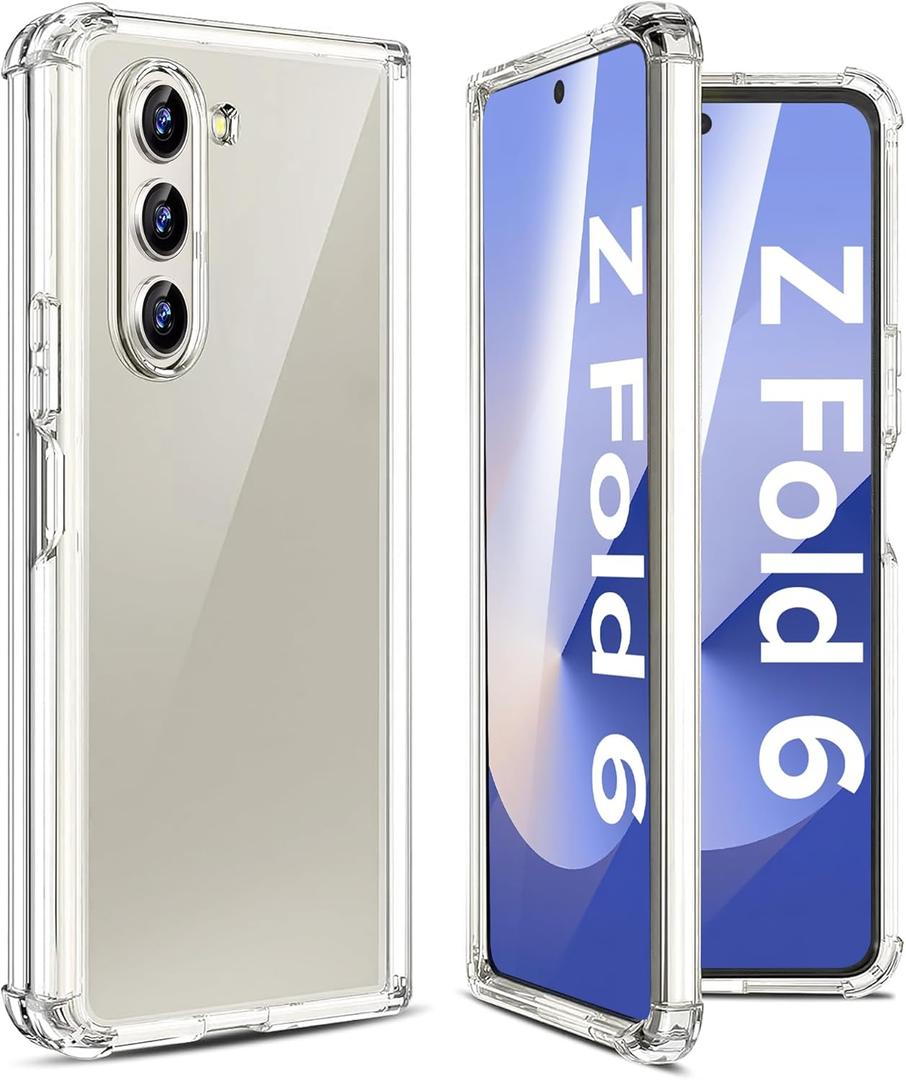Z Fold 6 Clear Case for Samsung Galaxy Z Fold6 5G Case Slim Silicone Cases, Transparent, Hinge, Protect Corners Scratch-Resistant Shockproof Protective Cover, Fit Perfectly for Samsung Z Fold 6 5G