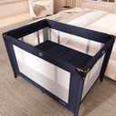 Dream On Me Zazzy Portable Playard with Bassinet - 360 Mesh Visibility, Quick Folding Travel Friendly Design, Carry Bag and Foldable Mattress Pad Included, Compact and Lightweight - Navy