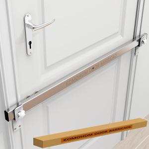 Stainless Steel Door Security Bar 34", Heavy Duty Door Barricade for Front Door/Outswing Doors, Adjustable Anti-Kick Home Defense Security Bar with Anti Collision Silicone Protective pad