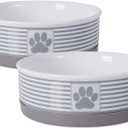 Bone Dry Paw & Patch Ceramic Pet Collection, Medium Set, 6x2", Gray, 2 Piece
