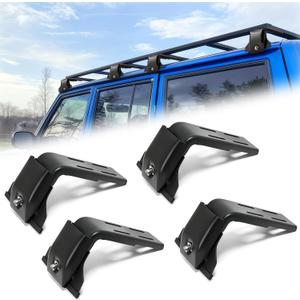 Roof Rack Gutter Mount Brackets for Jeep Wrangler JL JK 20072024, Gladiator JT & Cherokee XJ 19842001, Adjustable Heavy-Duty Steel Crossbar Mount (Fits Standard Rain Gutters Only)