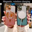 for iPhone 13 Case, Glitter Clear Cute Paw Love Heart, Compatible with MagSafe, Strong Magnetic Full Camera Lens Protection Cover, Soft Slim Bling Phone Case 6.1" - Green