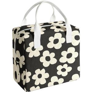 bow lunch box for women and men,insulated fabric lunchbag for work,leakproof adult lunchbox,cooler lunch tote bag for offices college picnic travel outdoor (Flower)