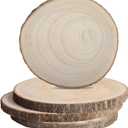 Wood Slices for Centerpieces 4pcs, Wood Rounds Cookies for Crafts, Rustic Wood Circles & Slabs, Wooden Discs for Tables Decor-for Art Projects and Rustic Weddings (4pcs 7-7.5 inch)