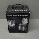 OVENTE Electric Deep Fryer 0.9L Capacity with Locking Lid, Adjustable Temperature Knob, Removable Frying Basket and Cool Touch Handle, 840W Power, Easy to Clean Stainless Steel Body, Silver FDM1091BR