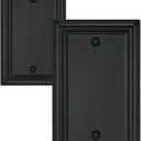 2-Pack Black Blank Wall Plates, No Device Blank Outlet Covers, Metal Electrical Covers for Unused Outlets/Switches, 3.15''*4.88'', Midsize