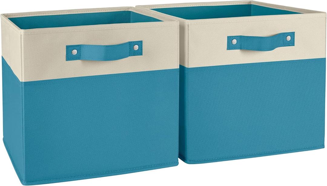 RiverRidge Kids storage bins - 10.5 Cube Storage Organizer with Handles - Turquoise Two-Tone closet organizers and storage for Toys, Shoes & More  Fits Cabinets