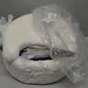 GREENSTELL Small Vanity Stool Chair with Storage and Folding Back, 13" x 13" x 17.7" Faux Fur Soft Ottoman for Teenager, 4 Metal Legs with Anti-Slip Feet, Furry Padded Seat for Makeup, Bedroom, White