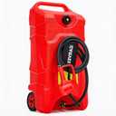 Garvee 16 Gallon Gas Can with Manual Pump, Fuel Tank Container with LE Fluid 10 FT Transfer Siphon Pump, Portable Diesel Gas Storage Caddy On Wheels for Car, ATV, Weeder, Boat, Tractor, Generator