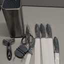 RAXCO 10-Piece Kitchen Knife Set | Stainless Steel Holder | Compact Design - Gray (Damascus)