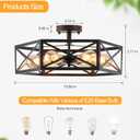 XSDeTu Industrial Semi Flush Mount Ceiling Light, 6 Light Modern Metal Close to Ceiling Light Fixture, Farmhouse Light Fixtures Ceiling Mount, Black Chandelier for Kitchen, Dining Room, Hallway