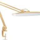 Neatfi XL 2,200 Lumens LED Desk Lamp with Clamp, 24 Watt Bright Architect Task Lamp, 20 Inches Dimmable Computer Light, Adjustable Desk Light for Home, Office, Crafts, Nails & Hobbies (Non-CCT, Gold)