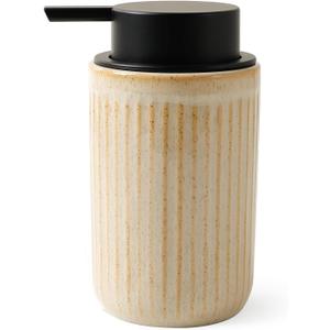 BosilunLife Dish Hand Soap Dispenser - Liquid Pump Soap Dispenser for Bathroom Deco 12oz Ceramic Kitchen Dish Dispenser with Rust-Proof Liquid Pump Modern Refillable Lotion Bottles, Greige