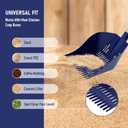 Chicken Poop Scooper & Rake, 2-in-1 Chicken Coop Pooper Shovel with 3-Shape Sifting Holes, 39 to 68" Chicken Coop Rake Stainless Steel Handle Litter Shovel for Small Farm Animals