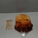 NOBLE Short Bob Wigs with Bangs for Women 3 Tone Ombre Color Synthetic Shoulder Length Curly Wavy Blonde to Orange to Ginger Wig Natural Looking Heat Resistant Colorful Daily Party Cosplay Bob Wigs. (12 Inch (Pack of 1))