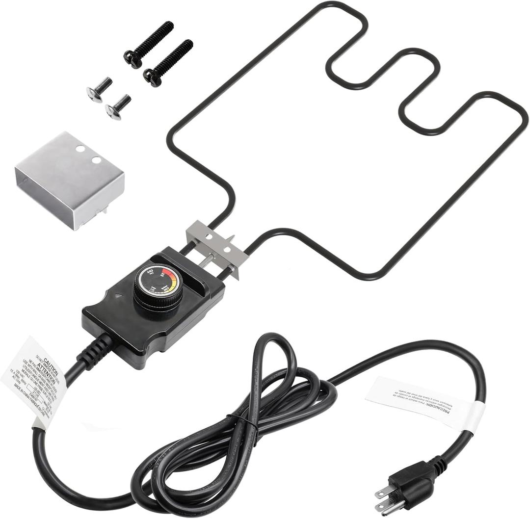 Universal Electric Smoker and Grill Heating Element Replacement Part with Adjustable Thermostat Cord Controlle for Masterbuilt Smokers & Turkey Fryers 1500 Watts