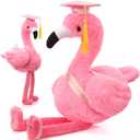 Chalyna 10 Inch Graduation Gifts Flamingo Plush Stuffed Animal with Gold Tassel Graduation Hat and Sash Congrats Grad Gift for Kids Student Friend Relatives Party Decoration(Pink)