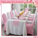 Oudain 12 Pcs Pink White Folding Chair Covers Universal Spandex Slipcovers Washable Removable Stretch Chair Protector Covers for Wedding Birthday Party Decoration