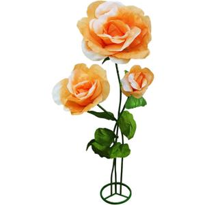 3PCS Large Fake Flowers Realistic Waterproof - Orange Giant 3D Artificial Flower Durable Easy Maintenance Perfect for Home Garden Weddings Events Christmas Graduation Party Decorations