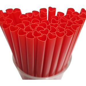 100pcs Heart Shaped Red Straws Disposable Drinking Cute Straw Individually Wrapped plastic red straw Valentines day Cocktail Party Birthday Party Bridal Shower Wedding supplies