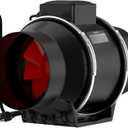 FASDUNT 6 Inch Inline Duct Fan with EC Motor - High-Performance 45W, 2600rpm Speed, 430 CFM Airflow for Optimal Ventilation in Bathrooms, Kitchens & Grow Tent, 3D Printer (Black)