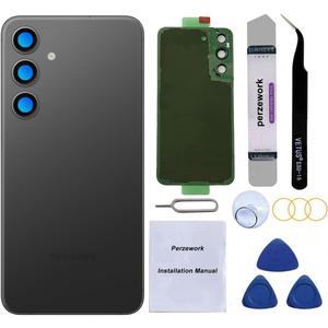Rear Back Glass Replacement for Samsung Galaxy S24+ Plus 6.7-inches with Reparing Toolkit (Onyx Black)