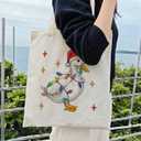 Dlzdn Christmas Goose Tote Bag Winter Reusable Shopping Grocery Bag Beach Bag Birthday Gifts for Women Teacher