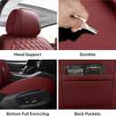Car Seat Covers Front Seats Burgundy, Luxury Faux Leather Women Waterproof Non-Slip Seat Protector Universal Fit for Most Cars SUVs Trucks Pick-ups Car Accessories Interior(Wine Red-Front Seats)