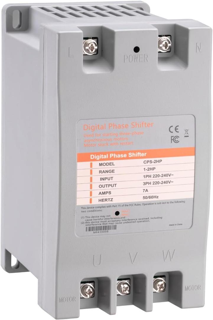 Single Phase to 3 Phase Converter2HP 220V 3 Phase Converter220V-240V Input/Output Digital Phase Shift for 2HP Motor