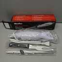 Mueller Ultra-Carver Electric Knife for Carving Meats, Poultry, Bread, Crafting Foam. Stainless Steel Blades, Powerful Motor, Ergonomic Handle, One-Touch On/Off Button, Serving Fork Included, White