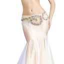 ROYAL SMEELA Belly Dancer Costumes for Women Belly Dancing Skirt Belly Dance Bra and Belt Maxi Long Mermaid Skirts Carnival (Small, Skin)
