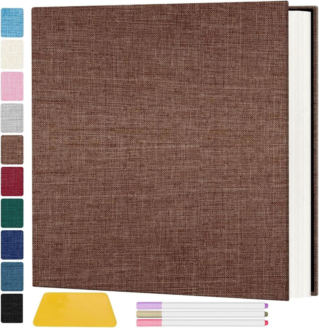 Zesthouse Photo Album Self Adhesive Pages, 60 Pages Magnetic Scrapbook Albums with Sticky Page, Photos Album Holds 8x10 & 5X7 & 4x6 & 6x8 & 3x5, Large Picture Book Ideal Gift for Family Wedding Baby (Coffee)