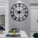 LEIKE Large Wall Clock, 24" Completely Silent, Non Ticking, Battery-Operated,Rustic Round Modern Metal Wall Clock Decor for Living Room, Bedroom and Kitchen, (60cm, Black-Roman Number)