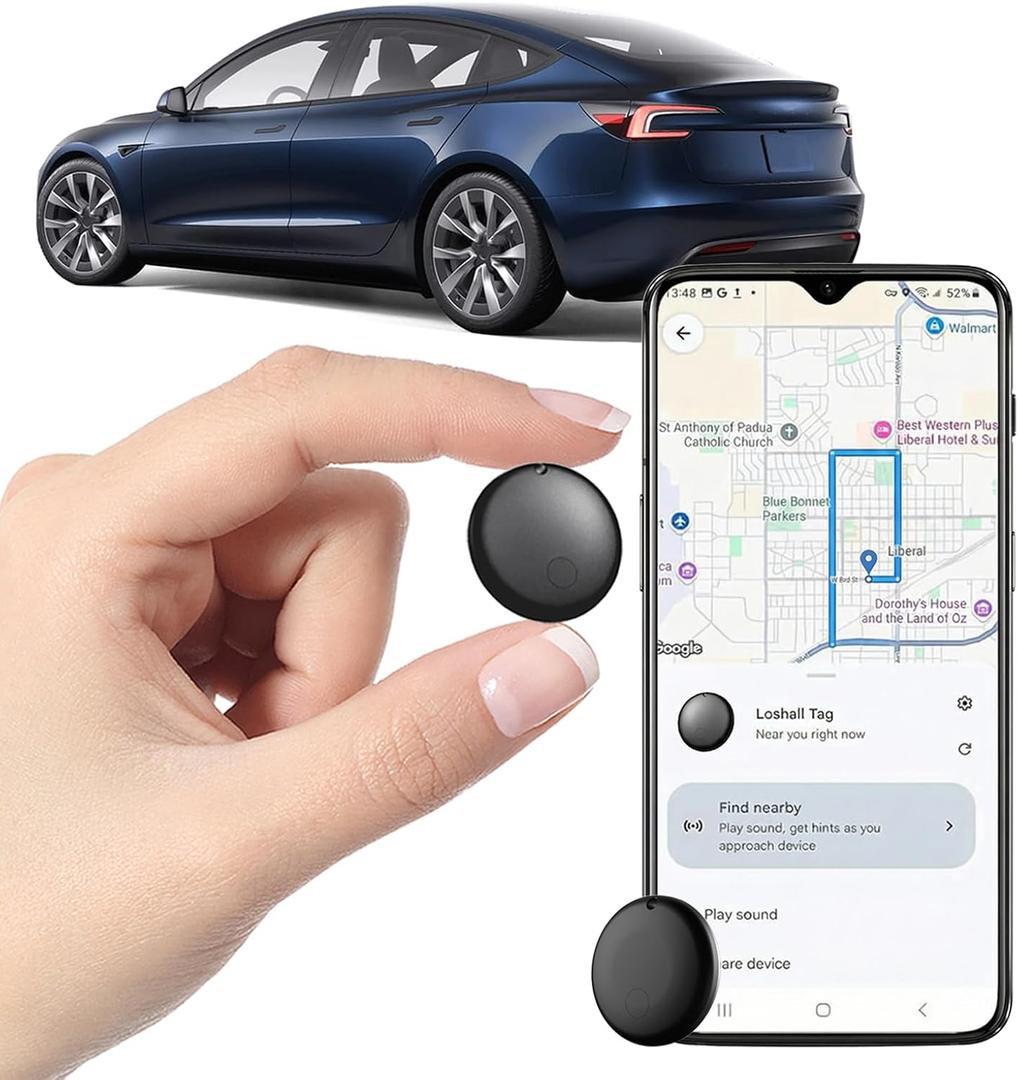 GPS Tracker for Vehicles - Car GPS Tracker Device, Real-Time Mini Vehicle Tracker, No Subscription & No SIM Card Required, Works with Android and iOS (Black)
