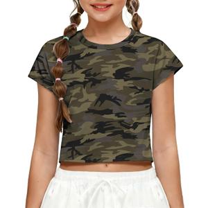 Zaclotre Girls Crop Tops Batwing Short Sleeve T Shirt Quick Dry Drop Shoulder Basic Tees Workout Athletic Shirts (Black, M)