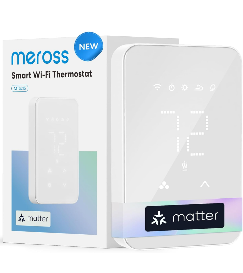 meross Matter Smart Thermostat for Electric Baseboard Heater, Works with Alexa, HomeKit, Google, SmartThings, Programmable WiFi Thermostat for House, Energy Saving, App & Voice Control for Smart Home