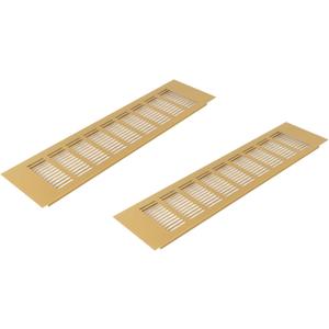 Vent Systems 16 x 4 Inch (Outer Dimensions) Air Supply Ventilation Grille - Pack of 2 - Gold Aluminum Rectangle Intake/Exhaust Door Vent Deflector - HVAC for Home Improvement Floor, Wall Duct Cover