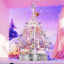 NETEHU Christmas Tree Building Block Set, 730 PCS Christmas Music Box Bricks Model Kit, Construction Toy for Adults Girls