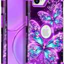 PIXIU Unique Pattern Compatible with iPhone 17e/ 16e 6.1 inch case, Heavy Duty Dual Layer Shockproof Full-Body Protective Sturdy Hybrid Cute Rugged Case for Women, Girls, Kids-Butterfly
