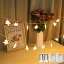 2 Pack Star String Lights Total 33ft 100 LED Hanging Star Fairy Lights Battery Operated for Indoor Outdoor Waterproof Twinkle Lights with Remote Control for Bedroom Party Christmas Decor Warm White