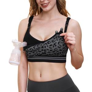 Momcozy Pumping Bra Hands Free | Seamless Nursing Bras for Pumping | Breast Pump Bra with Fixed Padding, Wireless Black, Size Small